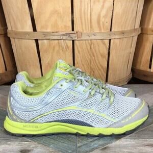 Merrell Mont Mavis Ash Gray Zest Green Trail Running Shoes Womens Size 6.5